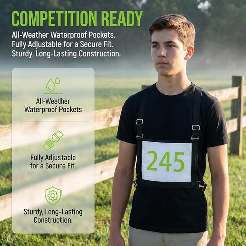 Jucoan 2 Pack Professional Exhibitor Number Harness - Adjustable Livestock Show Number Harness Exhibitor Vest with Front & Back Pockets for 4H, FFA Cattle, Sheep, Goat, Pig Show Fairs, Competitions in Kuwait