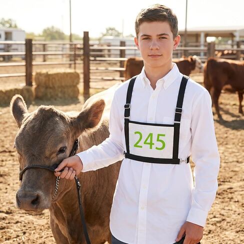 Jucoan 2 Pack Professional Exhibitor Number Harness - Adjustable Livestock Show Number Harness Exhibitor Vest with Front & Back Pockets for 4H, FFA Cattle, Sheep, Goat, Pig Show Fairs, Competitions in Kuwait
