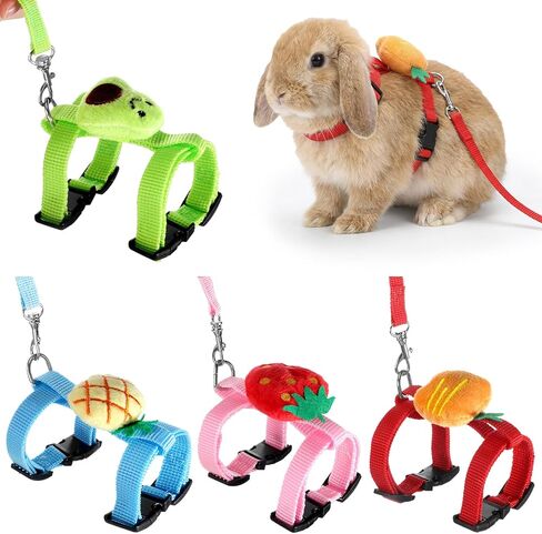 4 Pcs Adjustable Bunny Rabbit Harness and Leash Set Small Pet Cute Vest Harness Leash with Decoration Pets Stuff Bunny Rabbit Harnesses for Small Pets Kitten Puppy Walking Hiking Camping Outdoor in Kuwait