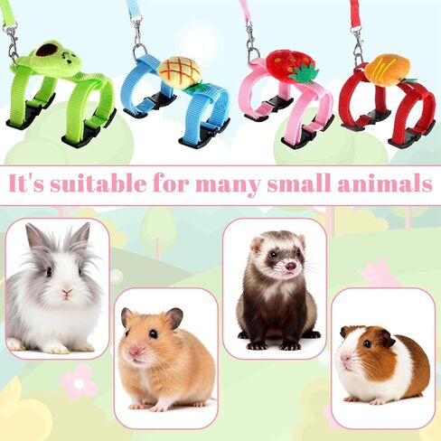 4 Pcs Adjustable Bunny Rabbit Harness and Leash Set Small Pet Cute Vest Harness Leash with Decoration Pets Stuff Bunny Rabbit Harnesses for Small Pets Kitten Puppy Walking Hiking Camping Outdoor in Kuwait