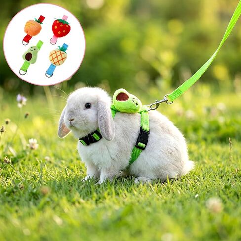 4 Pcs Adjustable Bunny Rabbit Harness and Leash Set Small Pet Cute Vest Harness Leash with Decoration Pets Stuff Bunny Rabbit Harnesses for Small Pets Kitten Puppy Walking Hiking Camping Outdoor in Kuwait