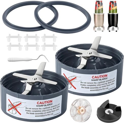 2-Pack Replacement Extractor Blade Set, Fit for NutriBullet 600w/ 900w Pro Series Blender with Food-grade Silicone Rubber Gaskets Seal Ring for NutriBullet Blender Blade Replacement Parts in Kuwait