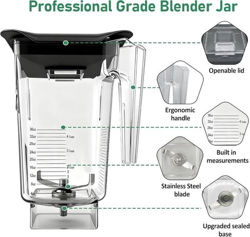 لحاوية إبريق الخلاط البديلة من Blendtec Wildside+ - متوافقة مع Classic 570، 575، Total Blender Classic؛ المصمم 625، 650، 725، 750؛ محترف 800; تجاري 825، 885 in Kuwait