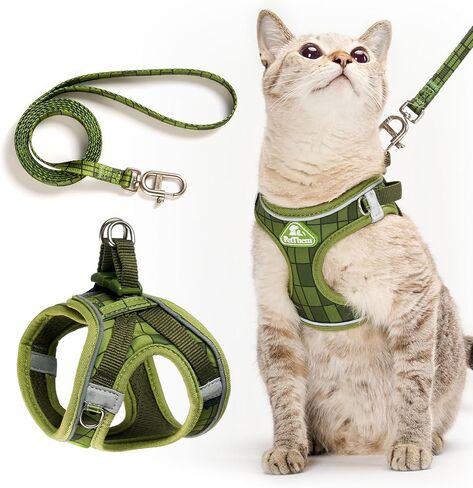 PetThem Upgraded Cat Harness and Leash Set - Step-in Escape Proof Adjustable Cat Harness, Comfortable Soft Lightweight, Reflective Harness for Walking, Travel, Camping (Butterfly Magic, S) in Saudi Arabia