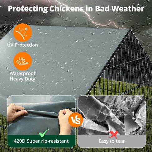 PawGiant Chicken Coop, Chicken Run Pen for Yard with Cover Outdoor Metal Portable Chicken Tractor Cage Enclosure Crate Outside for Small Animals Duck Rabbit Hen 130"×40"×40" in Kuwait