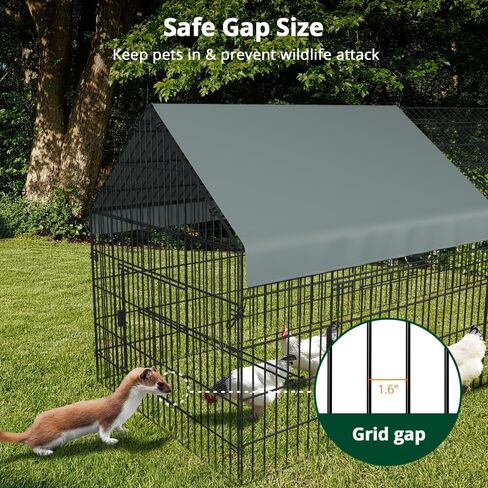 PawGiant Chicken Coop, Chicken Run Pen for Yard with Cover Outdoor Metal Portable Chicken Tractor Cage Enclosure Crate Outside for Small Animals Duck Rabbit Hen 130"×40"×40" in Kuwait