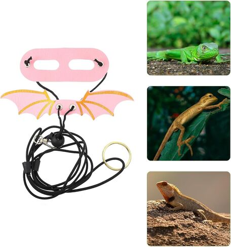 BESTYASH 5pcs Reptile Wing Harness and Leash Set for Lizards Adjustable Gecko Lizard Harness with Colorful Wings for Outdoor Walking and Travel in Kuwait