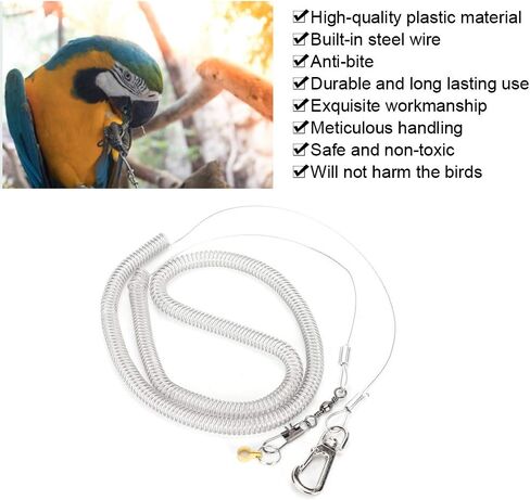Bird Harness Leash Durable Elastic Rope for Outdoor Flying Training, Pet Supplies for Birds, 6m Stretching Length, 100% (4.5MM) in Kuwait