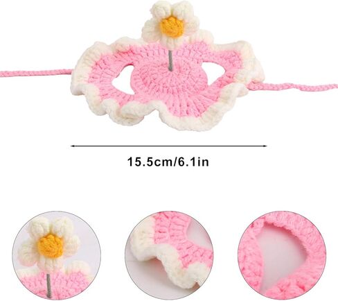 قبعة قطة، قبعة قطة كروشيه على شكل زهرة لطيفة، أغطية رأس محبوكة للكلاب والجرو والحيوانات الأليفة والهالوين وعيد الميلاد وديكور قبعة صغيرة متماسكة (وردي) in Kuwait