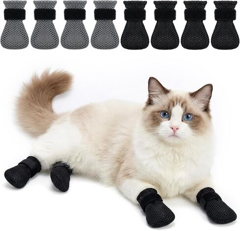 8Pcs Cat Mittens to Prevent Scratching, Adjustable Cat Booties Kitten Mittens, Mesh Breathable Cats Claw Protectors Covers, Anti Scratch Cats Shoes Socks Booties for Pet Bathing Cutting Nails in Kuwait