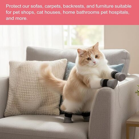 8Pcs Cat Mittens to Prevent Scratching, Adjustable Cat Booties Kitten Mittens, Mesh Breathable Cats Claw Protectors Covers, Anti Scratch Cats Shoes Socks Booties for Pet Bathing Cutting Nails in Kuwait