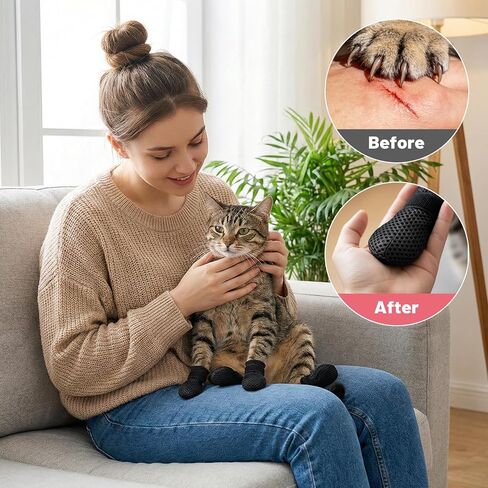8Pcs Cat Mittens to Prevent Scratching, Adjustable Cat Booties Kitten Mittens, Mesh Breathable Cats Claw Protectors Covers, Anti Scratch Cats Shoes Socks Booties for Pet Bathing Cutting Nails in Kuwait