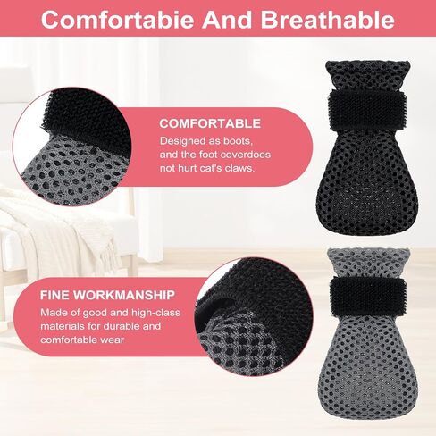 8Pcs Cat Mittens to Prevent Scratching, Adjustable Cat Booties Kitten Mittens, Mesh Breathable Cats Claw Protectors Covers, Anti Scratch Cats Shoes Socks Booties for Pet Bathing Cutting Nails in Kuwait