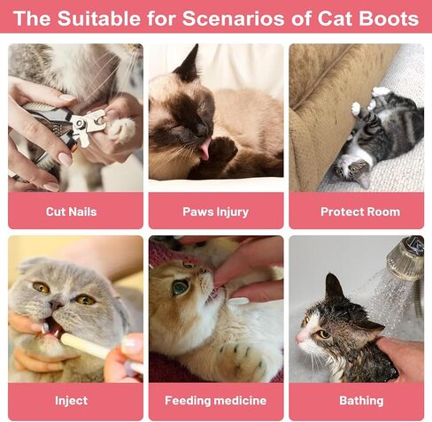 8Pcs Cat Mittens to Prevent Scratching, Adjustable Cat Booties Kitten Mittens, Mesh Breathable Cats Claw Protectors Covers, Anti Scratch Cats Shoes Socks Booties for Pet Bathing Cutting Nails in Kuwait