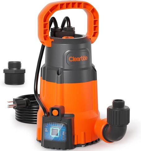Cleartide 1/4 HP Submersible Utility Pump, 2160 GPH High Flow, Thermoplastic Portable Sump Pump with Auto Water Sensor, Ideal for Pool, Flooded Basement, Hot Tub, Pond & Garden Draining,10 FT Cord in Kuwait