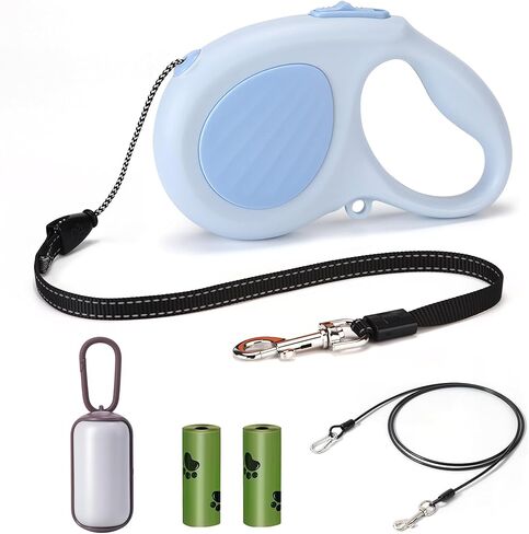 Retractable Dog Leash 16Ft Heavy Duty for Medium Large Dogs up to 110lbs,Chew Proof, 360°No Tangle，Dispenser, Poop Bags, One-Handed Brake & Ergonomic Comfort Grip Handle in Kuwait
