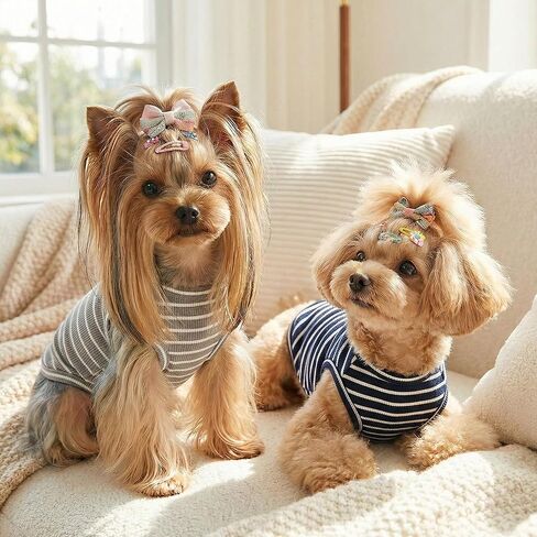 2pack الكلب قميص القطن مخطط تي شيرت بسط مريحة الحيوانات الأليفة سترة للجرو والقط سوبر لينة الكلب قمصان سترة بلا أكمام تنفس الملابس الأساسية للكلاب الصغيرة المتوسطة الكبيرة صبي فتاة in Kuwait