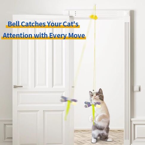 Interactive Cat Feather Toys 5 Pack Retractable Hanging Cat Teaser Toys for Indoor Cats, Exercise Toy for Bored Cats in Kuwait