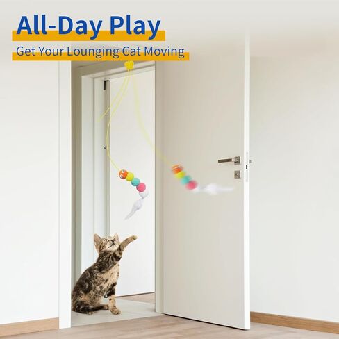 Interactive Cat Feather Toys 5 Pack Retractable Hanging Cat Teaser Toys for Indoor Cats, Exercise Toy for Bored Cats in Kuwait
