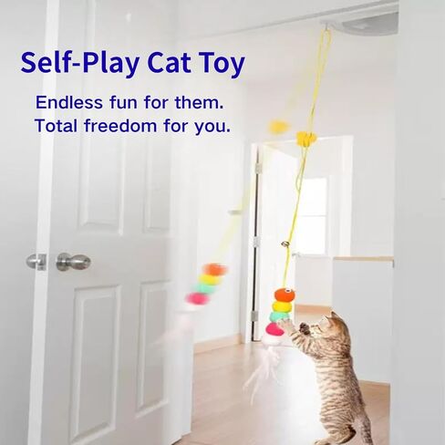 Interactive Cat Feather Toys 5 Pack Retractable Hanging Cat Teaser Toys for Indoor Cats, Exercise Toy for Bored Cats in Kuwait