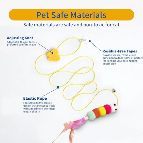 Interactive Cat Feather Toys 5 Pack Retractable Hanging Cat Teaser Toys for Indoor Cats, Exercise Toy for Bored Cats in Kuwait