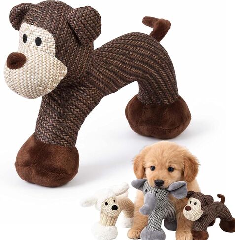 Linen Safari Companions, Squeaky Dog Chew Animals, Strudy Linen Fabric, Relieve Boredom and Anxiety in Dogs (Elephant) in Kuwait