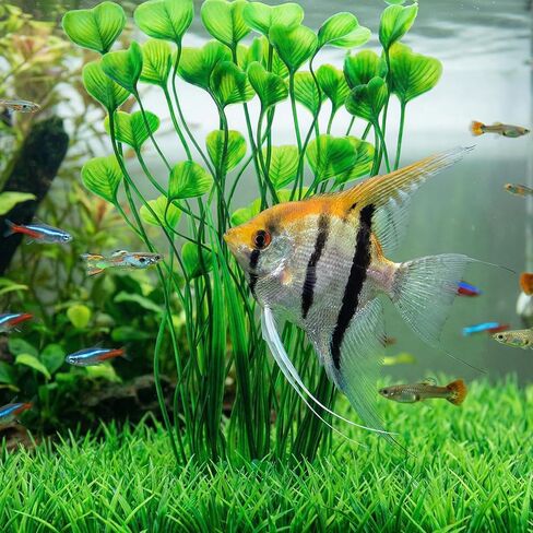 1 Pack Tall Aquarium Plants Plastic Realistic 15.35 Inches Aquarium Plants with Weighted Base Artificial Green Fish Tank Decor for Fish Tanks Aquascaping in Kuwait