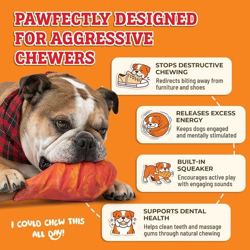 Baba Buddies Turkey Leg Dog Toy for Aggressive Chewers | 5-in-1 Natural Rubber & Nylon Hybrid | Squeaky Indestructible Chew | Real Turkey Flavor | Dental Ridges | Medium & Large Dogs in Kuwait