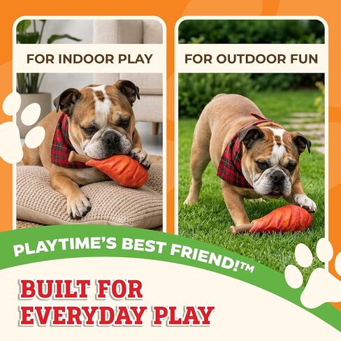 Baba Buddies Turkey Leg Dog Toy for Aggressive Chewers | 5-in-1 Natural Rubber & Nylon Hybrid | Squeaky Indestructible Chew | Real Turkey Flavor | Dental Ridges | Medium & Large Dogs in Kuwait