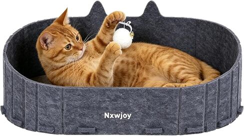 Cat Scratcher Bed for Indoor Cats 24.2 Inch Large Cardboard Cat Scratch Couch Felt Bed Cat Scratch Pad for Cat Scratching Post Board Scratchers Lounge House with Bell Ball Toys in Kuwait