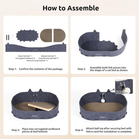 Cat Scratcher Bed for Indoor Cats 24.2 Inch Large Cardboard Cat Scratch Couch Felt Bed Cat Scratch Pad for Cat Scratching Post Board Scratchers Lounge House with Bell Ball Toys in Kuwait