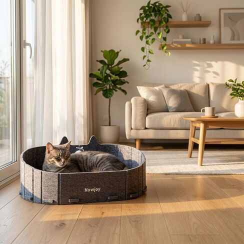 Cat Scratcher Bed for Indoor Cats 24.2 Inch Large Cardboard Cat Scratch Couch Felt Bed Cat Scratch Pad for Cat Scratching Post Board Scratchers Lounge House with Bell Ball Toys in Kuwait