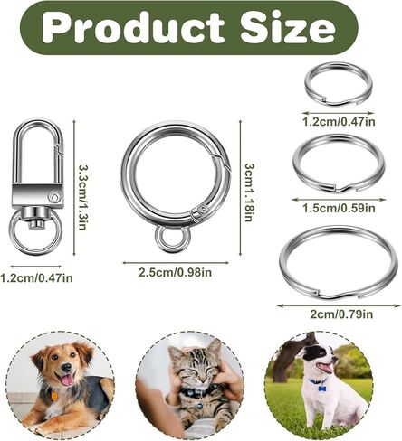 Ymapinc 25Pcs Quick Clips Cat Dog Collar Clips, Anti Lost Small Carabiner Ring for Pet Tag Charms Id Tags Small Keychain Dog Collar Accessories for Safety in Kuwait
