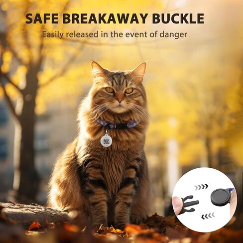 Cat Collar Breakaway with QR Code Name Tag, Reflective Kitten Collars with Bell, Cat ID Tag Personalized, Ultra-Durable, Adjustable, Quick Release, Fits Most Girl Boy Small Large Cats (8''-13.3'') in Kuwait