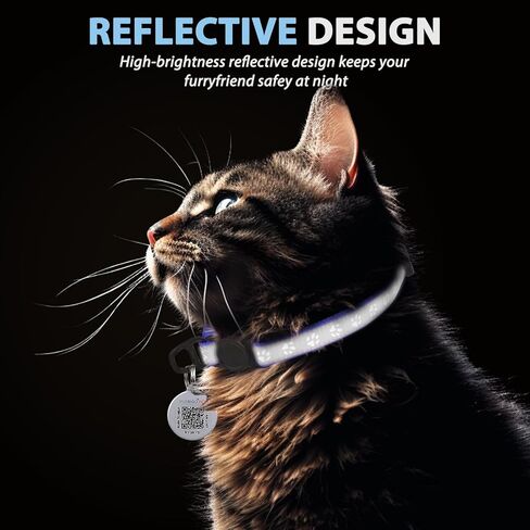 Cat Collar Breakaway with QR Code Name Tag, Reflective Kitten Collars with Bell, Cat ID Tag Personalized, Ultra-Durable, Adjustable, Quick Release, Fits Most Girl Boy Small Large Cats (8''-13.3'') in Kuwait