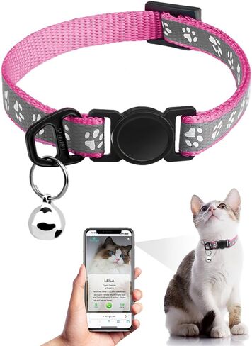 Cat Collar Breakaway with QR Code Name Tag, Reflective Kitten Collars with Bell, Cat ID Tag Personalized, Ultra-Durable, Adjustable, Quick Release, Fits Most Girl Boy Small Large Cats (8''-13.3'') in Kuwait