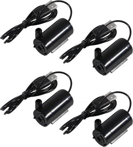 4pcs Micro Submersible Pump DC 3-5V USB Mini Water Pump for Aquariums Fish Tank Pond Fountain Hydroponics Garden (Black) in Kuwait