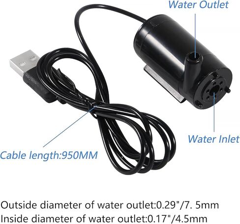 4pcs Micro Submersible Pump DC 3-5V USB Mini Water Pump for Aquariums Fish Tank Pond Fountain Hydroponics Garden (Black) in Kuwait