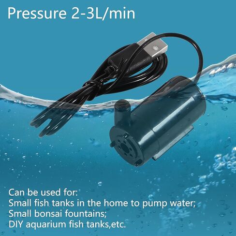 4pcs Micro Submersible Pump DC 3-5V USB Mini Water Pump for Aquariums Fish Tank Pond Fountain Hydroponics Garden (Black) in Kuwait