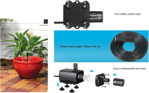 مضخة مياه غاطسة، DC 12V 10W 400L رفع QR50H نافورة مضخة غاطسة صغيرة لحوض السمك معدل قابل للتعديل، مضخة نافورة، نافورة حوض السمك in Kuwait