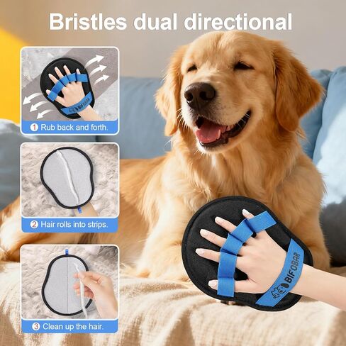 Pet Hair Removal Glove - Magic Brush Electrostatic Mitt for Dogs & Cats, Reusable Grooming Gloves - Dog Hair Remover Tool with 5-Finger Design for Couch, Carpet, Furniture in Kuwait