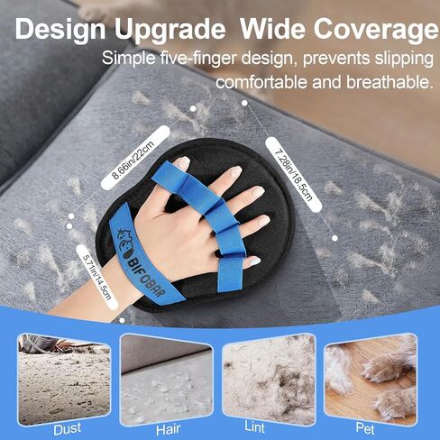 Pet Hair Removal Glove - Magic Brush Electrostatic Mitt for Dogs & Cats, Reusable Grooming Gloves - Dog Hair Remover Tool with 5-Finger Design for Couch, Carpet, Furniture in Kuwait