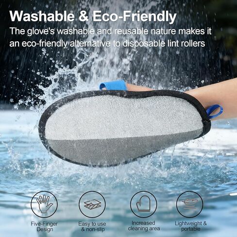 Pet Hair Removal Glove - Magic Brush Electrostatic Mitt for Dogs & Cats, Reusable Grooming Gloves - Dog Hair Remover Tool with 5-Finger Design for Couch, Carpet, Furniture in Kuwait