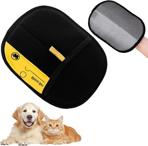 Electrostatic Pet Hair Removal Gloves | Effortless Deshedding for Dogs & Cats | Reusable & Machine Washable for Sofa, Car, Clothing & Beds (Black) in Kuwait