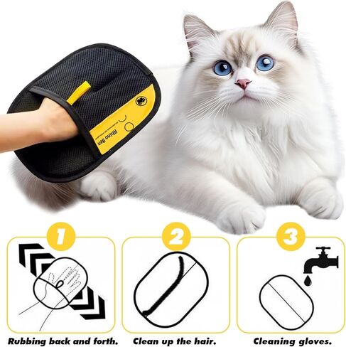 Electrostatic Pet Hair Removal Gloves | Effortless Deshedding for Dogs & Cats | Reusable & Machine Washable for Sofa, Car, Clothing & Beds (Black) in Kuwait