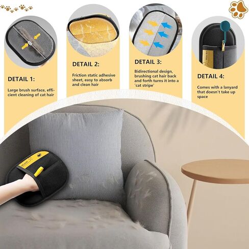Electrostatic Pet Hair Removal Gloves | Effortless Deshedding for Dogs & Cats | Reusable & Machine Washable for Sofa, Car, Clothing & Beds (Black) in Kuwait