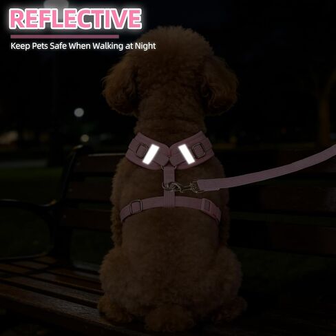 PUPTECK Dog Harness Collar and Leash Set, Adjustable No Pull Pet Vest Harness, Soft Mesh Corduroy with Cute Bow Tie, for Small Medium Dogs Puppy Outdoor Walking, Pink S in Kuwait