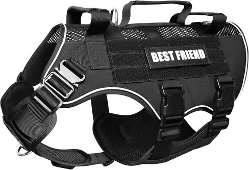 No Pull Tactical Dog Harness for Large Dogs with Metal Buckles,Breathable Air Mesh Service Dog Vest,Military Molle Harness with 3 Durable Handles for Training Hiking Hunting Working Brown L in Saudi Arabia