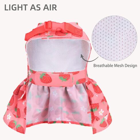 PUPTECK Cute Dog Dress with Bowknot and Leash Ring, Soft Breathable Dog Clothes Puppy Princess Girl Outfit, Pet Apparel Costume for Small Medium Sized Dogs, Pink Strawberry M in Saudi Arabia