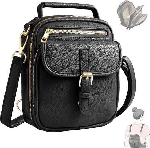 Small Vintage Messenger Bag, Vegan Leather Crossbody Bag for Women with 2 Straps, Anti Theft Shoulder Bag with Wallet in Saudi Arabia